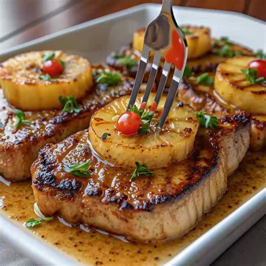 Pineapple Ginger Pork Chops Juicy, golden-seared pork chops cloaked in a glossy pineapple-ginger glaze — this tropical-inspired recipe bursts with sweet and tangy notes. Each bite offers tender meat and vibrant island flavors that instantly lift your mood and transport you to paradise. Ingredients For the Pork Chops: 4 bone-in pork chops (about 1 inch thick) 1 tablespoon olive oil 2 tablespoons unsalted butter, cut into 4 pieces | Stir of Comfort