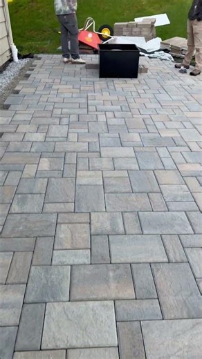 Techo-Bloc Patio were building. Firepit next. #hardscaper #patio #pavers #firepit