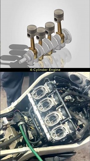 What Happens Inside a 4 Cylinder Engine #shorts
