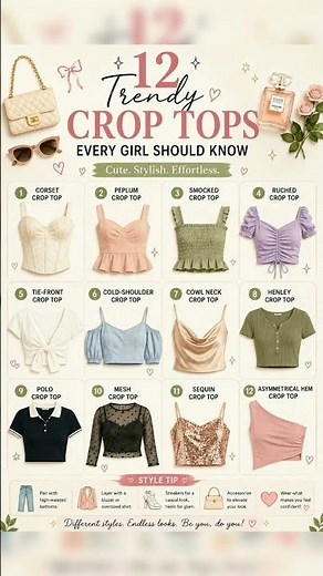 ✨12 Trendy Crop Top Styles Every Girl Should Know! #Shorts #YouTubeShorts #CropTops #TopStyles