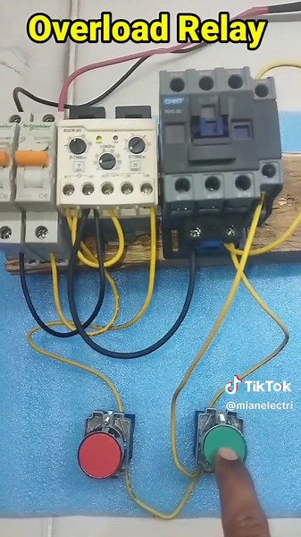 DOL Starter Control Wiring Connection With Overload Relay @Mian Electric #dolstarter #dolstartercircuit #dolstarter3phase #starter #contacto #overloadrelay #thermal_overload_relay #fypシ #foryoupage #stardelta #mianelectric