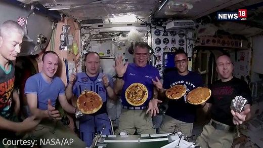 28K views · 303 reactions | Witness the first-ever pizza party in space. Astronauts at the International Space Station posted a video of their small, made-from-scratch pizza pies. Bon Appetit! | News18 | Facebook