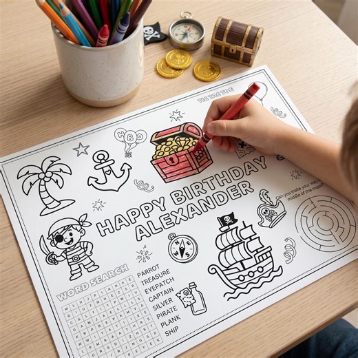 Custom Pirate Themed Party Activity Page, Editable Birthday Coloring Page, Pirate Party Printable Favor - Etsy