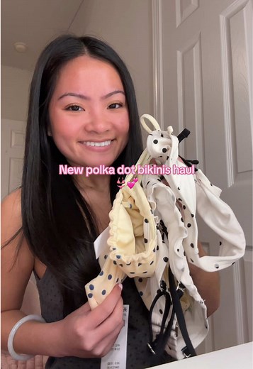 The yellow one is from hollister and are reversible!! The cream one is from target and the straps are removable!! So cute!! #bikini #haul #polkadot #college #summervibes