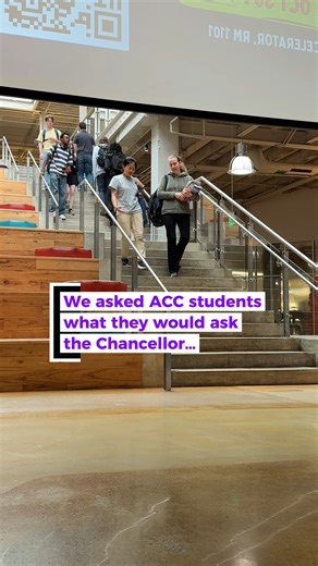 1.9K views · 23 reactions | If you could ask the Chancellor one question… what would it be? 樂 We went around campus to see what students are curious about — and the answers were amazing! Now it’s your chance to join the conversation. ACC Chancellor Dr. Russell Lowery-Hart wants to hear from YOU. Add your question in the comments or submit it for the next Student Town Hall happening this Friday » austincc.edu/studenttownhall | Austin Community College District | Facebook