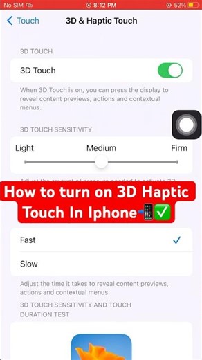 How to turn on 3D Haptic Touch In Iphone📲✅ #iphone #3d #haptictouch #tutorial