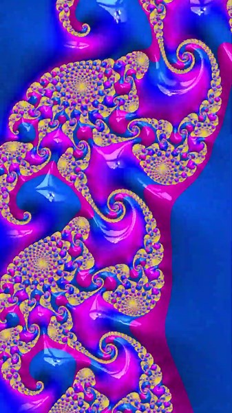 #hypnotic #shorts #animationart Psytrance Mandelbrot Blast: Blue–Pink Fractals on Yellow Void