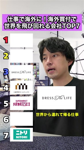 仕事で海外に🌏世界飛び回れる会社TOP7✈️✨ #グローバル #ホワイト企業 #小売業界 #pr #ドレスザライフ