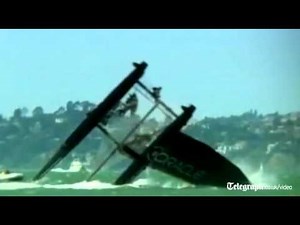 America's Cup cataraman flips over during high winds in dramatic capsize video