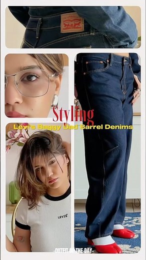 STYLING:Levi’s Baggy Dad Barrel Denims✨ #styling #denim #baggyjeans #howtostyle #fashioninspiration