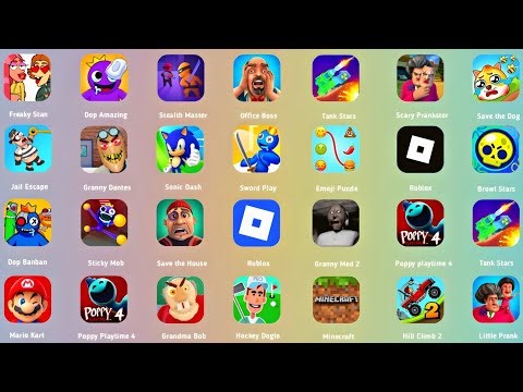 Roblox,Poppy Playtime 4,Scary Teacher,Evil Grandma,Sword Play,Golf Orbit,Brawl Stars,Minecraft,Dop 4