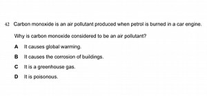 42 Carbon monoxide is an air pollutant produced when petrol is ... | Filo