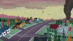 J.J. Sedelmaier Productions, Inc. spot for Progressive Insurance has Big Jim saving the day by calming the skies and giving away cows. | BlahUSA.com
