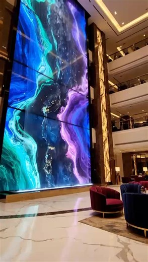Backlit Laminated Glass Panel Waterfall Designs #architecturaldesign #hospitalitydesign #backlit #waterfall #InteriorDesign