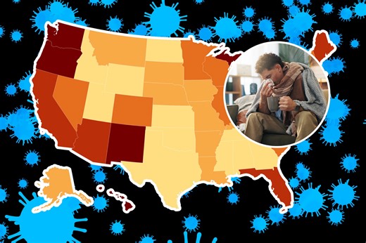 Map shows states with highest risk of flu