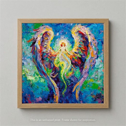 Archangel Michael Warrior Print, St Michael Impasto Wall Art, Colorful Guardian Angel Spiritual Decor, Christian Art Set Digital Download - Etsy