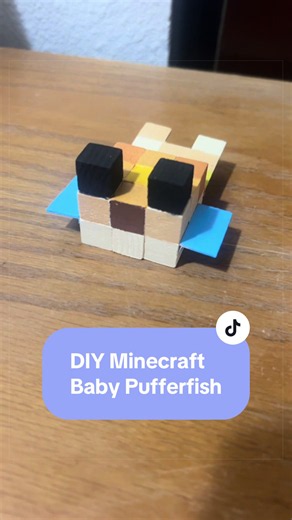 DIY Minecraft Baby Pufferfish — Dollar Store Wood Cube Tutorial