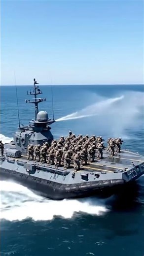 Hovercraft in Beast Mode 🚢💥 #USNavy #MilitaryPower #Shorts #USA