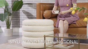 Jennifer Taylor Fuji 19 in. Upholstered Boucle Fabric Round Living Room Foot Rest Stool Storage Ottoman in Ebony Black 84410-MBB