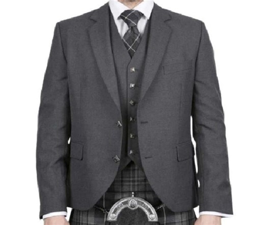 Gray Serge Wool Scottish Argyle Kilt Jacket With Waistcoat - Handmade Wedding Kilt Jackets - Etsy