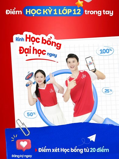 Điểm lớp 12 trong tay, xét ngay học bổng UEF với cơ hội lên đến 100% học phí. Đăng ký ngay nhé team 2K8 ơi! #UEF #Đại_học_song_ngữ #Họcbổng #Tuyen_sinh_đại_học_2026 #HocBong