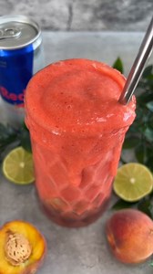 Revitalize and Refresh! Energizing Tropical Red Bull Smoothie Use promo code HEY05 to get 5% percent off our recipe guide of over 200 hundred healthy smoothies Kickstart your day with this vibrant and refreshing Energizing Tropical Red Bull Smoothie. Packed with frozen strawberries, pineapple, fresh peach, and a zesty hint of lime, it’s the perfect blend to keep you energized and refreshed. Ingredients: • 1 cup frozen strawberries • 1/3 cup frozen pineapple • 1 cup Red Bull ( Perferably sugar-fr
