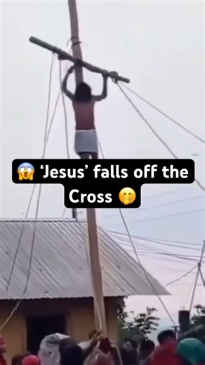Easter Drama Goes Wrong 😳 Man Falls Off Cross - Dangerous Easter Wishes 2026