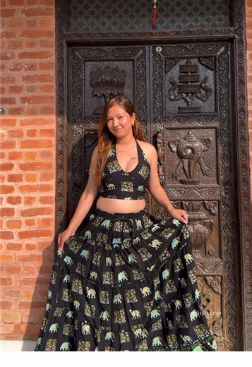 The highest selling ghagra choli set only at 1950/- Colors- white, black, dark blue, yellow, light blue, pink✨🦢🦚 #fyp #tiktoknepal🇳🇵 #goviral #jaipuraesthetics #trendingtiktok #viralvideo #smallbusiness #miisha