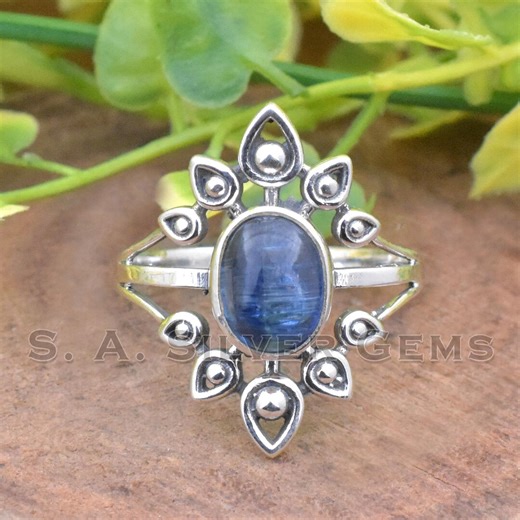Natural Kyanite Ring, 925 Sterling Silver Rings, Handmade Designer Ring, Blue Gemstone Jewelry - Etsy