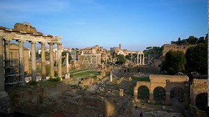 Roman Forum in Rome , Italy . Roman Forum was build in time of Ancient Rome as the site of triumphal processions and elections. It is famous tourist attraction of Rome , Italy . Stock Video