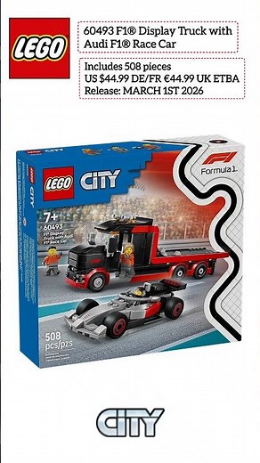 Lego New Set - #60493 F1® Display Truck with Audi F1® Race Car