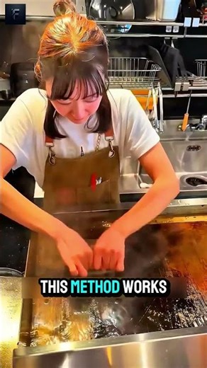 Why is a griddle cleaned with ice?