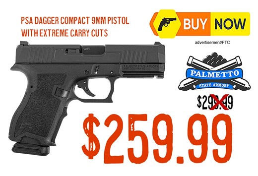 PSA Dagger Compact 9mm with Extreme Carry Cuts – $259.99