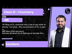10.30 mg of O_2 dissolved into a litre of sea water of density 1.03 g / mL. The concentration of...