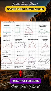27K views · 199 reactions | Important Geometry Formula Math Notes | Math Tricks Tutorial | Facebook