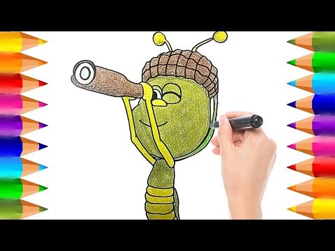 Draw and color Lolo the Cricket from Bichikids in CHUHUWA | Drawings for children