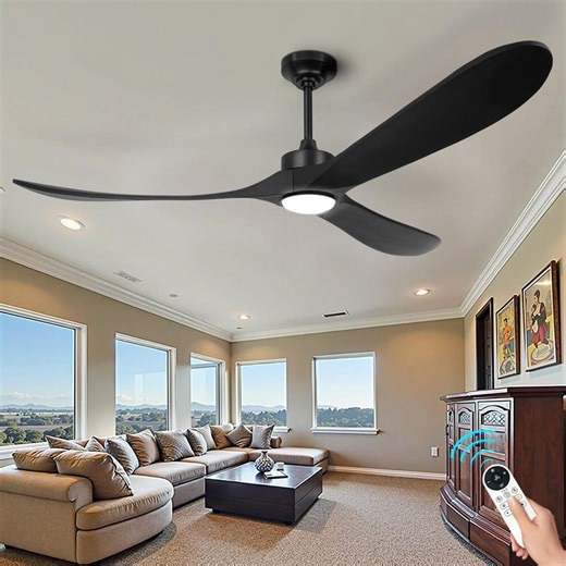 Check The Home Depot's Q&A Before Buying: ARISKEEN 72 in. Indoor/Outdoor Farmhouse Black Ceiling Fans with Light and Remote, 3-Solid Wood Blades, 6-Adjustable Speeds
