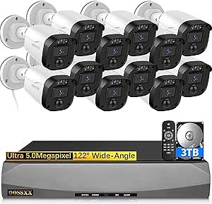 (Full HD 5MP Definition) Wired Security Camera System Outdoor Home Video Surveillance Cameras CCTV Camera Security System Indoor Video Surveillance Equipment Outside