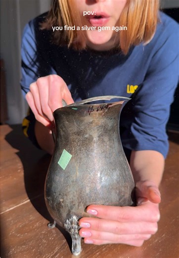 Fresh thrift store find 😍 #thrifting #asmr #silver | Thrift Store Finds