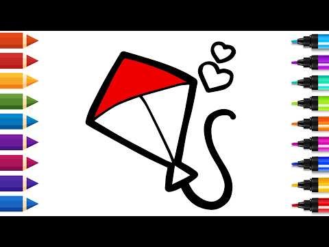 Drawing and Coloring a Cute Kite | Easy Step By Step Tutorial
