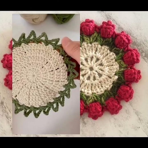🌹 Easy Crochet Rose Coaster Tutorial | Beginners Can Make This!
