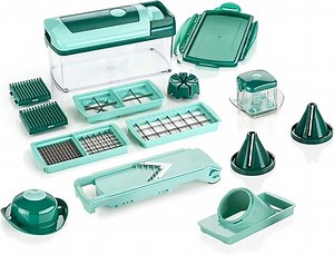 Genius Nicer Dicer Fusion Julietti | 16 Teile | Alles-Schneider | inkl. Slicer, 26.5 x 11.5 x 14.5 cm, Mintgrün
