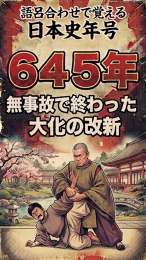 ６４５年：無事故で終わった大化の改新（語呂合わせで覚える日本史年号より）