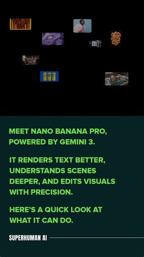 Superhuman AI on Instagram: "Do you know how fast AI visuals just leveled up? Google’s new Nano Banana Pro and it’s powered by Gemini 3. This model can read text inside images, understand entire scenes, and even edit visuals with shocking precision all on-device. It’s basically giving your phone superpowers. If this is what the “small model” can do, imagine what comes next. Follow Superhuman AI for more!"