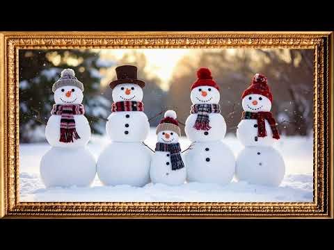 Snowman Family Winter Ambience | Cozy Christmas TV Art with Falling Snow