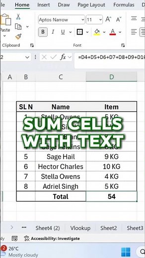 How to Sum Cells with Text in Excel 🤯