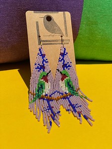 Beaded Hummingbird Earrings: Handmade Fringed Bird Jewelry - Etsy