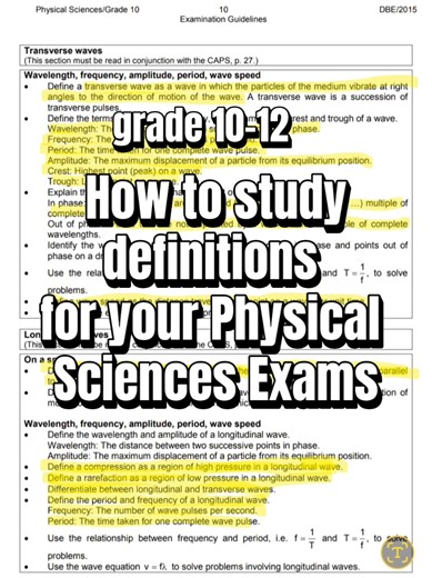 Memorization Techniques for Grade 10 Physical Science
