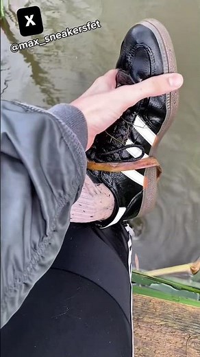 Wet trackies and adidas Spezial sneakers in wet play
