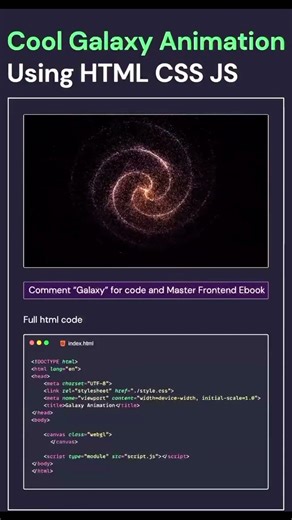 Cool Galaxy Animation Using HTML CSS JS #views #like #subscribe #viral #trending #youtubeshorts
